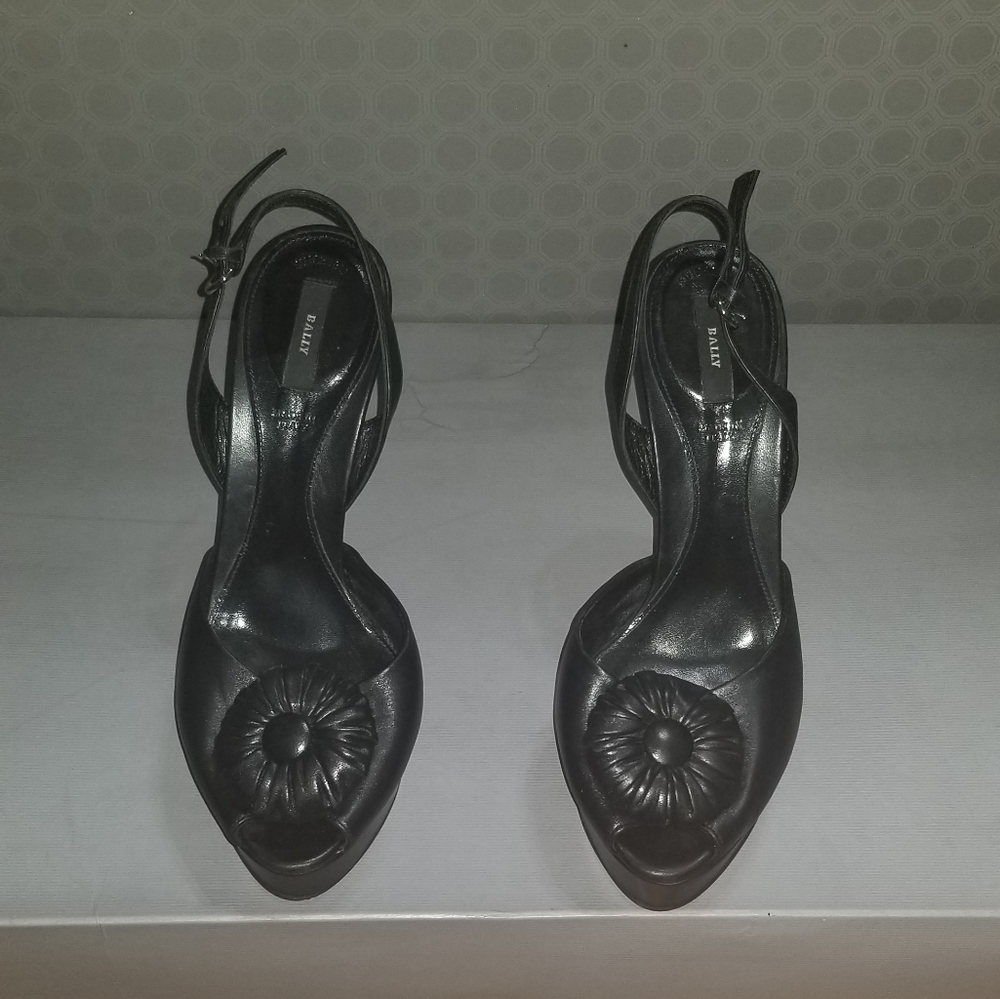 BALLY- Welton leather platform Slingbacks